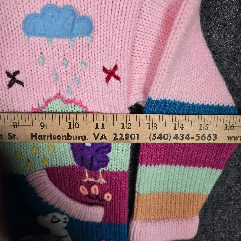 Vintage Peruvian Sweater Size 3T Boho Alpaca Zip Hoodie Hand Knit Pink